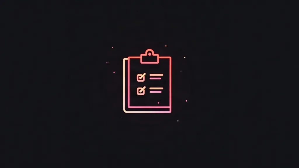 Neon ikona checklist-a za audit optimizacije stope konverzije poslovnog sajta