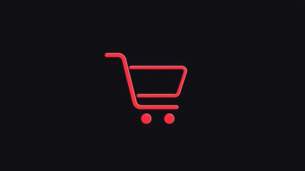 Crvena neon ikona shopping korpe na crnoj pozadini za e-commerce vodič