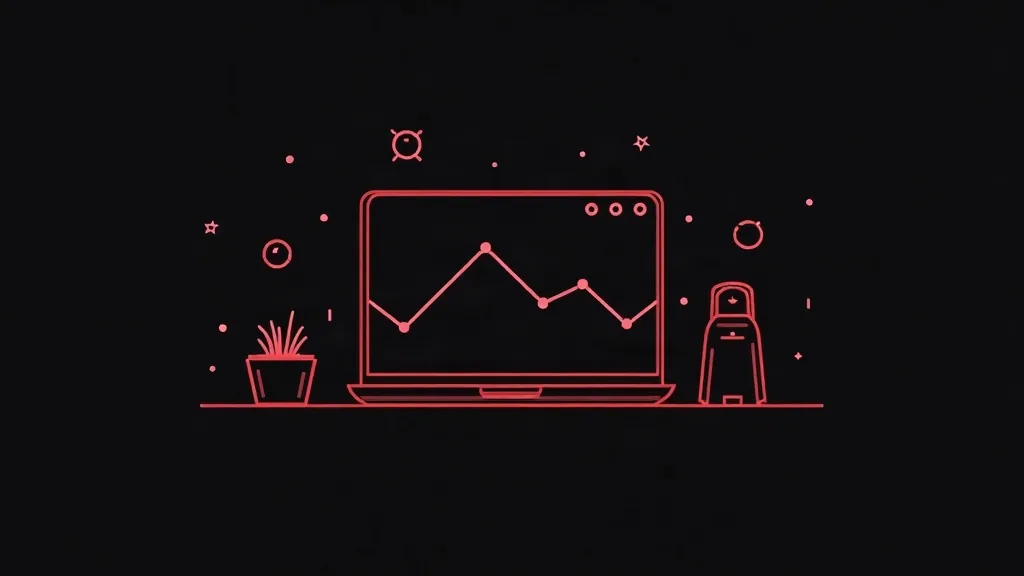 Neon grafikon rasta na laptopu sa statistikom vodenja i alatima za analizu performansi